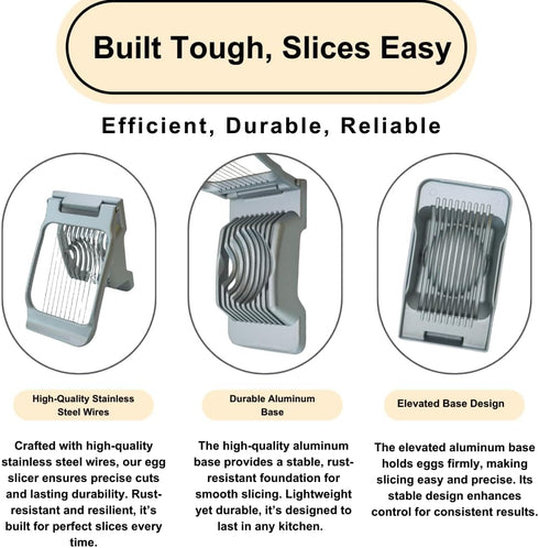 Annie & Mia Design Egg Slicer, Stainless Steel Wires Dishwasher Safe Aluminum Alloy Heavy Duty Multipurpose Cutter