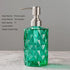 Easy Tang Glass Soap Dispenser, 12 Oz Crystal Design with Silver Pump, Green
