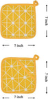 Oven Mitts and Potholders BBQ Gloves, 4-Piece Set Yellow, Non-Slip Cooking Gloves for Baking Grilling