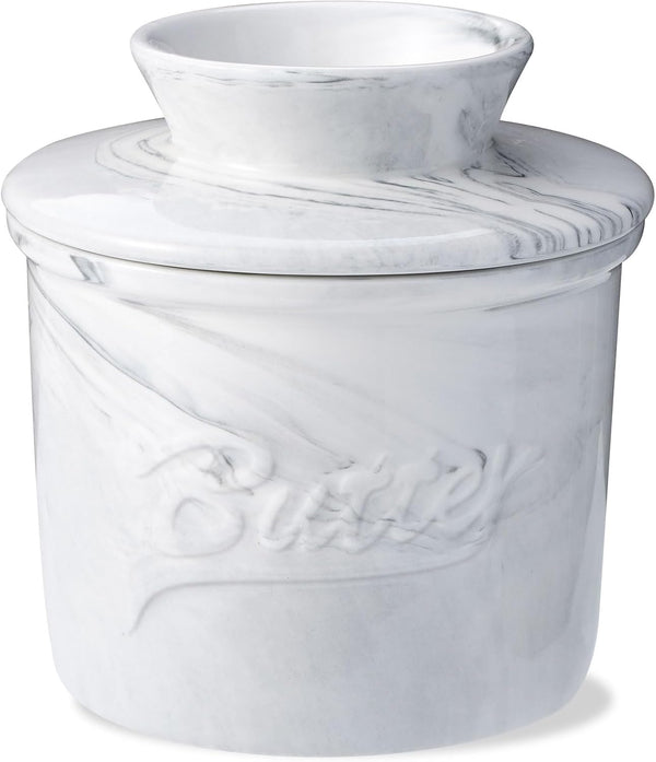 Eichzer Ceramic Butter Crock with Lid, Marbled Butter Keeper for Spreadable Butter,