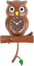 Lily's Home Pendulum Owl Clock, Brown (15 Inches) – Battery Powered, Revolving Eyes, Whimsical Bedroom Décor
