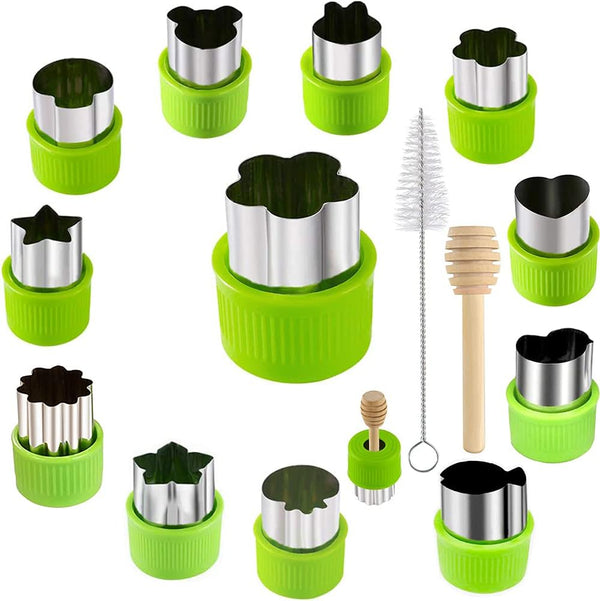14 Pcs Stainless Steel Fruit Vegetable Cookie Cutters, Mini Pie Cookie Stamps Mold for Kids Baking
