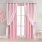 Pink Blackout Curtains with Sheer Overlay, 2 Panels, Thermal Insulated & Soundproof,