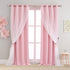 Pink Blackout Curtains with Sheer Overlay, 2 Panels, Thermal Insulated & Soundproof,