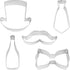 R&M International Handsome Gents Cookie Cutters, Bow Tie, Top Hat, Moustache, Champagne Bottle, Neck Tie, 5-Piece Set,