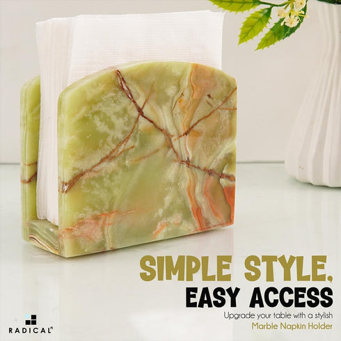 5.5" Inches Countertop Radicaln Marble Napkin Holder Green Onyx Handmade Simple Modern Home & Kitchen Napkins Paper