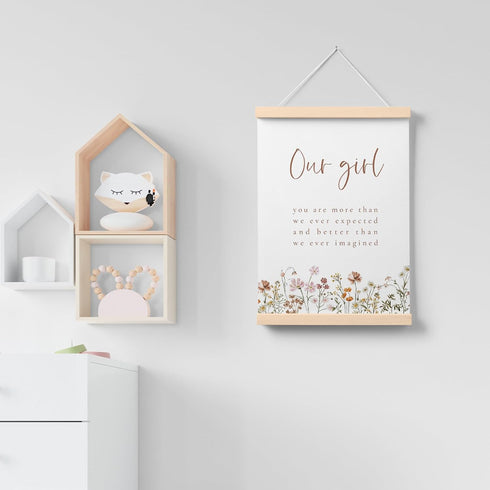 Room,12x16 Inch PaJiaNi Wildflower Nursery Decor, Our Girl Thank Heaven for Little Girls Wall Decor, Wildflower Picture
