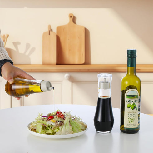 Summark 10 OZ Diamond Oil and Vinegar Dispenser for kitchen,Olive Oil Dispenser Bottle,Elegant Glass Cooking Oil