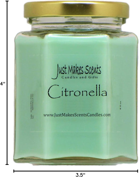 Citronella Scented Blended Soy Candle for Indoor Use by Just Makes Scents (Citronella)
