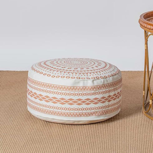 Patio(Red,18x18x8,Cover MOCOFO Unstuffed Round Pouf Cover, Boho Geometric Ottoman Footstool Cover with Handle