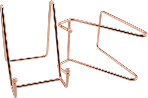 Plate Stands for Display, 2PCS 4.5 Inch Rose Gold Metal Frame Holder for Decorative Plates, Books, and Photos