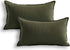 Jeanerlor Cotton Linen Decorative Throw Pillow Case Cushion Cover, 12"x20" (30 x 50cm), 2 Pcs, Olive Green with Twin