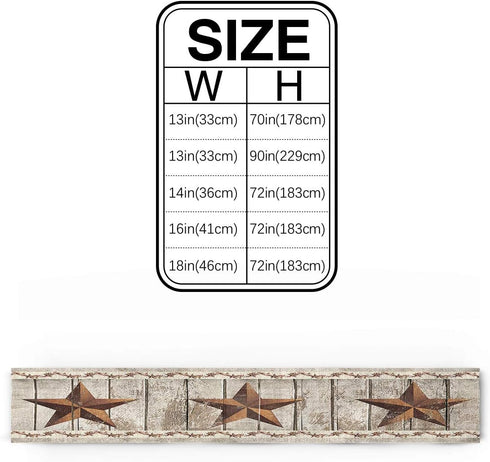 Burlap Table Runner, 70 Inches Long, Western Texas Star Rustic Wood Pattern for Wedding Party Decor