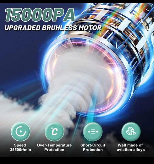 Handheld Vacuum Cordless, 15000PA Car Vacuum Cleaner High Power, Portable 4-in-1 Rechargeable Handheld Vacuum for Car,