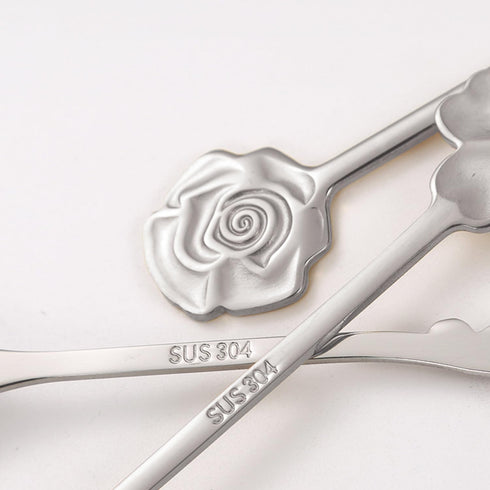 Cute Stainless Steel Coffee Dessert Spoon, 4 Pieces Demitasse Spoon for Stirring, Creative Flower Sugar Spoon