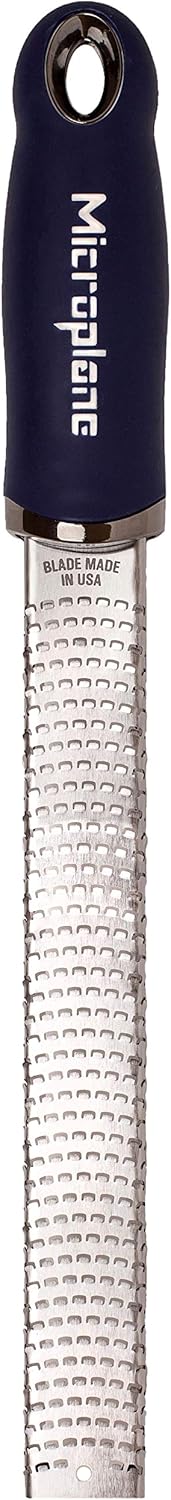 Microplane Premium Citrus Zester and Parmesan Grater, Dark Blue - Blade Made in the USA