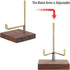 Hipiwe Adjustable Metal Arms Display Stand Easel with Wooden Base - Rocks Crystal Display Easel Holder for Mineral Agate, Gemstones, Fossils, Coral Geodes, Plate and Photo,3.1"x3.1"x4.6"