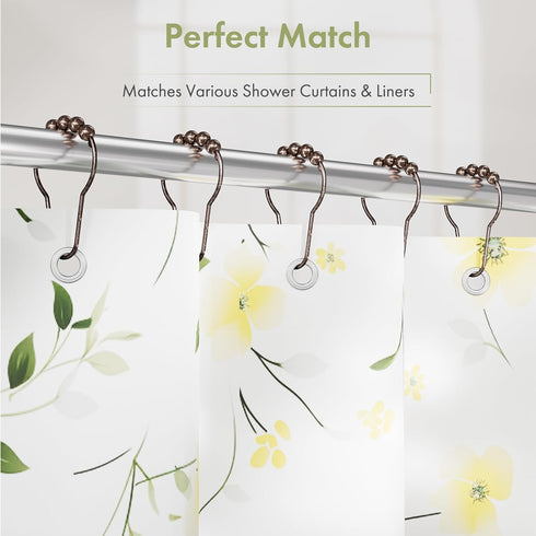 Amazer Decorative Bronze Shower Curtain Hooks - Stainless Steel Rust-Resistant - Set of 12 for Curtains