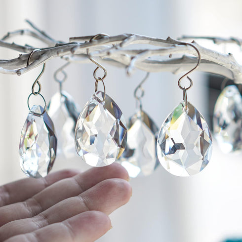 10pcs 38mm Clear Crystal Teardrops Chandelier Parts,Chandelier Crystal Prisms Pendants with Hook,Hanging Crystals