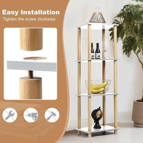 Haeterna 2-Tier Assembly,11.8" 14.1" 16.5" inches. White Bookshelf, Wooden Bookcase with Open Shelves, for Small