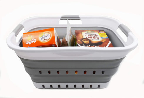 SAMMART 30L (8 Gallon) Collapsible Plastic Laundry Basket, Foldable Pop Up Storage Container/Organizer - Space Saving