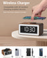Digital Alarm Clocks for Bedrooms, Bluetooth Speaker, Alarm Clock with Wireless Charging, White/Brown Noise Sound