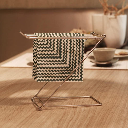 Stainless Steel Washcloth Holder - 4 Arms Folding Towel Drying Rack for Kitchen Countertop, Bathroom, Silver