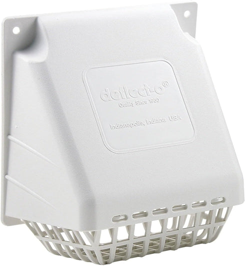 Deflecto Wide Mouth Dryer Vent Hood - 4 Inches with Removable Bird Guard, Weather-Resistant, White (HR4W)