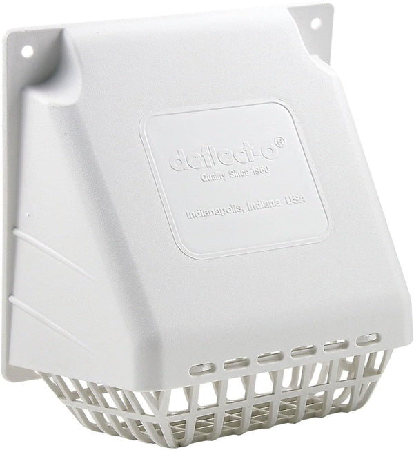 Deflecto Wide Mouth Dryer Vent Hood - 4 Inches with Removable Bird Guard, Weather-Resistant, White (HR4W)
