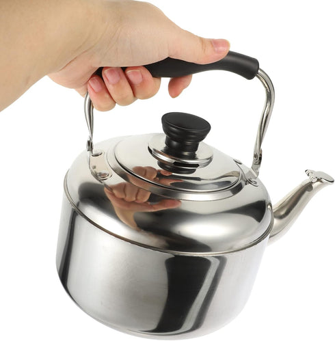 KALLORY 1pc Stainless Steel Teapot, Camping Water Kettle, Stainless Steel Tea Kettle for Stove Top