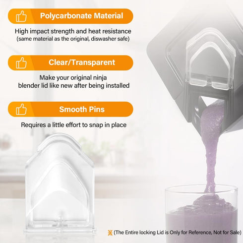Replacement Pour Spout Cover Compatible with Ninja Blender 72oz Lid, Clear Polycarbonate, for BL660 BL740 BL770 BL771