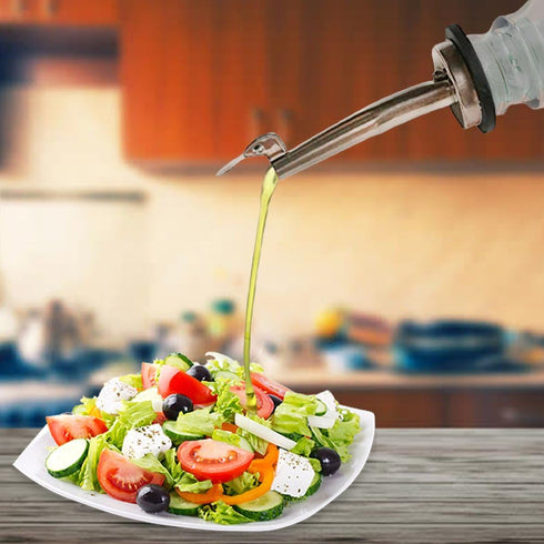 Stainless Steel Classic Olive Oil Spouts with Funnels, Tapered Bottle Pour Spouts for Liquor, Vinegar, Syrup (2pcs)