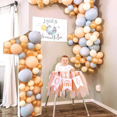 1st Bohemian Birthday Banner - Bohemian Rainbow High Chair Banner, First Birthday High Chair Bunting Decoration, Silent