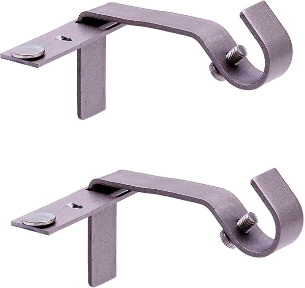 Kenney Fast Fit 5/8" No Measure Curtain Rod Brackets, Pewter