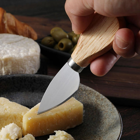 Mini Cheese Knife Set with Wood Handle, Stainless Steel Charcuterie Knife Set with 4 Fruit Forks & Spoons