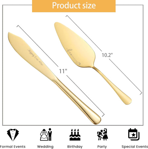 Wedding Cake Knife and Server Set, Mr and Mrs Forks, Cake Cutter Set for Wedding Anniversary and Bridal Shower Gifts