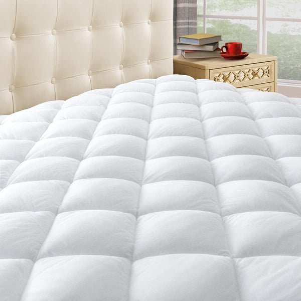 Taupiri Queen Quilted Mattress Pad Cover, Cooling Soft Pillowtop Bed Mattress Cover with Deep Pocket (8"-21") - White