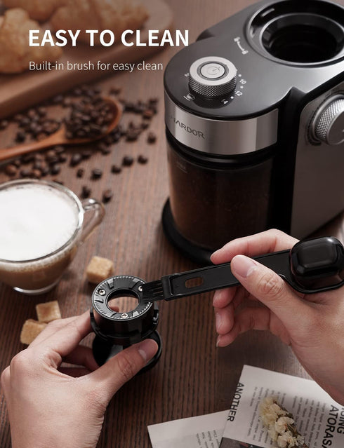 SHARDOR Coffee Grinder – Adjustable Burr Mill with 16 Precise Grind Settings for 2-14 Cup, Silver