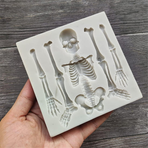 Skull Silicone Fondant Cake Mold, Halloween Skeleton Chocolate Mold for Kitchen Baking and Cake Decorating