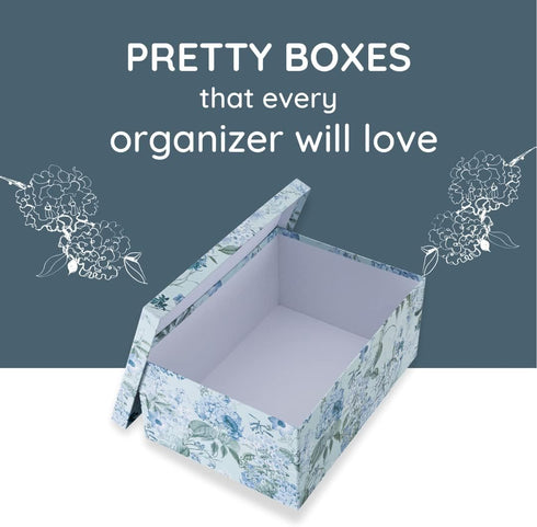 Soul & Lane Decorative Cardboard Storage Boxes - Springtime Joy Set of 3 Floral Nesting Boxes with Lids for Keepsakes
