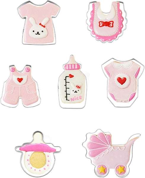 Baby Shower Series Cookie Cutters Set of 7 pcs, DIY Baking Molds, Stainless Steel Fondant Cutter