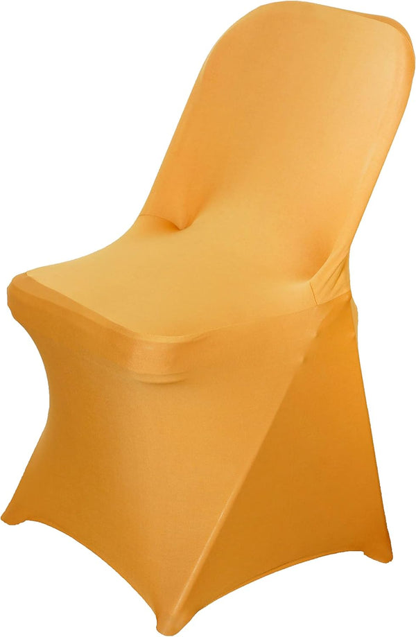 TABLECLOTHSFACTORY Sleek Spandex Folding Chair Cover for Wedding Event Party - Gold