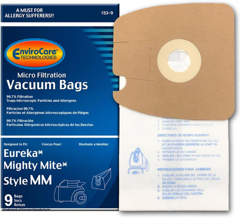 EnviroCare Replacement Micro Filtration Vacuum Bags for Eureka Style MM Mighty Mite 3670 and 3680 Series, 9 Bags