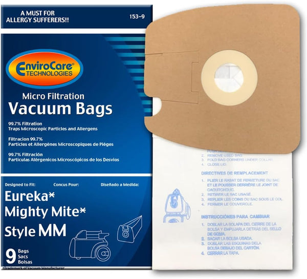 EnviroCare Replacement Micro Filtration Vacuum Bags for Eureka Style MM Mighty Mite 3670 and 3680 Series, 9 Bags