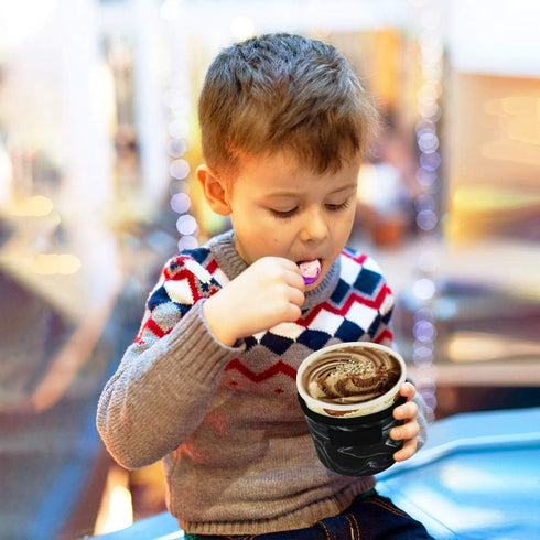 4 Pack Pint Size Ice Cream Sleeves, Cozy Neoprene Cover with Spoon Holder (Marble)