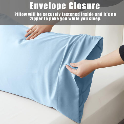 Pillow Cases Standard Size 2 Pack - Bamboo Rayon Cooling Pillowcases with Envelope Closure, Cool Breathable Pillow Case
