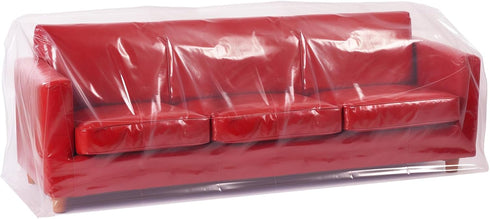Plastic Couch Covers for Moving, 92W x 42D x 62/41H Inches, Heavy Duty Dust-Proof Furniture Cover (4mil Thickness)