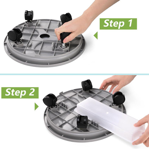 3 Pack 12 Inch Plant Caddy with Wheels, Heavy Duty Planter Pallet with Drainage Tray, Round Planter Pot Stand Dolly