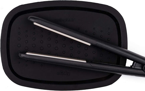 Minky Homecare Silicone Mat for Hair Tools - Heat Resistant Curling Iron & Flat Iron Holder, 5 x 7 Inches, Black