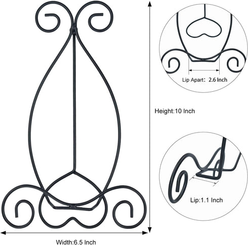 Iron Plate Stand for Display, 10 Inch Adjustable Black Tripod, Plate Holder for Picture Easel, Frames, Album